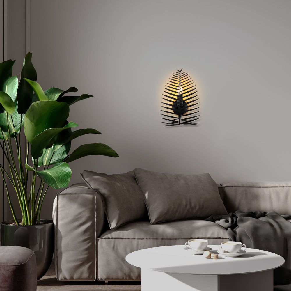 Zidna Lampa Leaf - 15321, boje: Crna slika 2