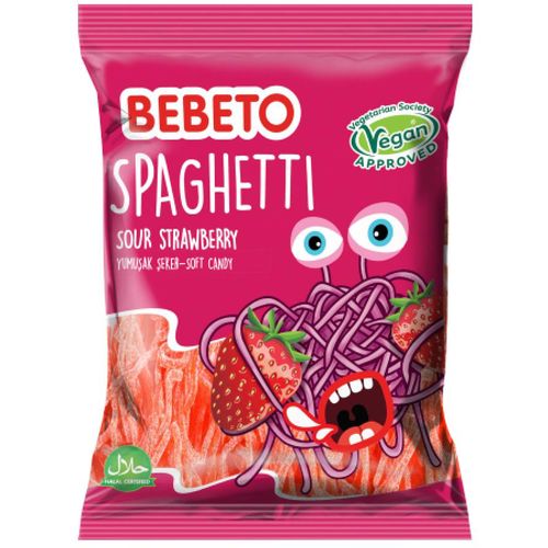 Bebeto gumeni bomboni spaghetti jagoda 80 g slika 1