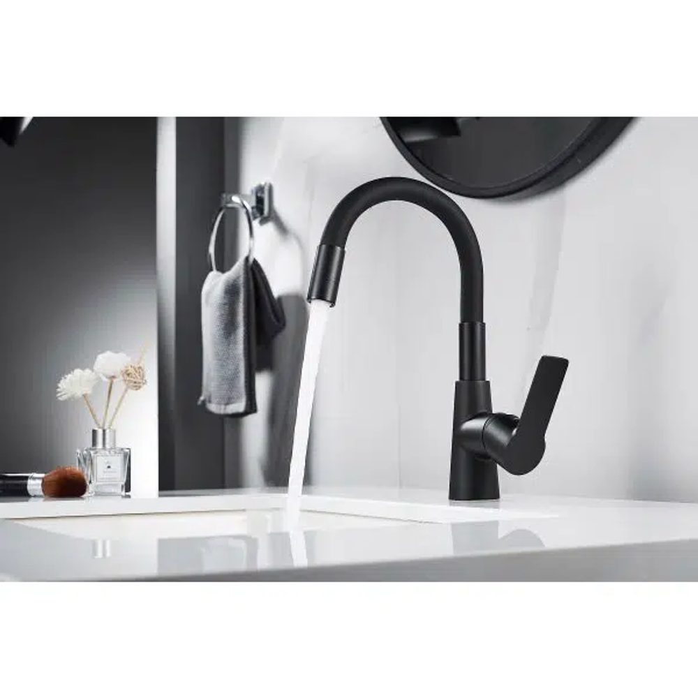 Inter Ceramic slavina za umivaonik alisado + set za ugradnju zinc/mesing mat crna slika 2