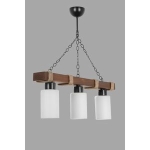 Jasmin 3 lü ahşap ceviz silindir opal camlı White Chandelier