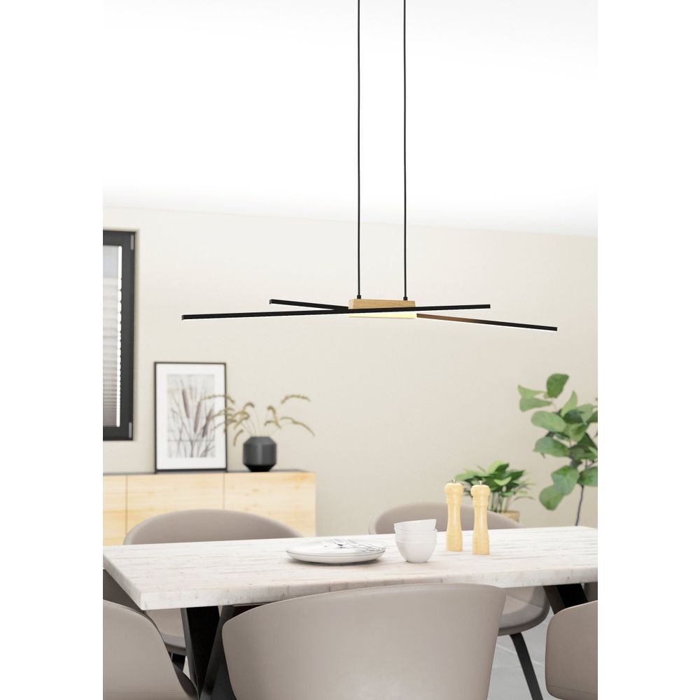Eglo visilica/2, LED, 2x13W, 3120lm, dimabilna, crna/drvo/bijela "Panagria" slika 6