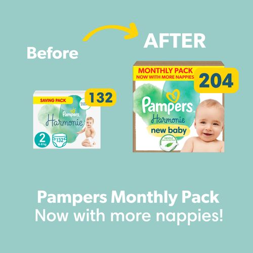 Pampers Harmonie pelene XXL mjesečno pakiranje, veličina 2, 204 komada slika 8