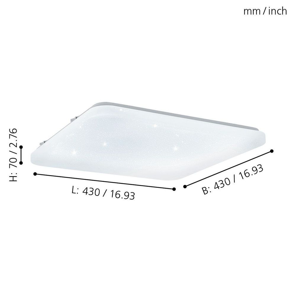 Eglo Frania-S Plafonjera sa LED Osvjetljenjem, 33,5W, 430x430mm, Bijela/Kristal slika 3