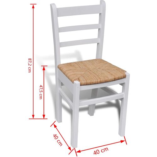 Blagovaonske stolice od borovine i rogoza 6 kom bijele slika 41