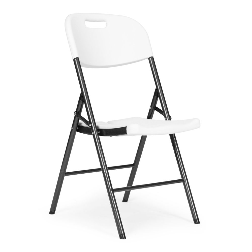 ModernHome set od 4 sklopive stolice – za dom i ugostiteljstvo, metal i HDPE, bijele slika 3