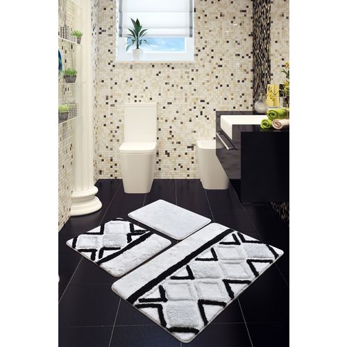 Jane - White Multicolor Acrylic Bathmat Set (3 Pieces) slika 1