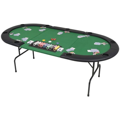 Sklopivi trodijelni stol za poker za 9 igrača ovalni zeleni slika 1