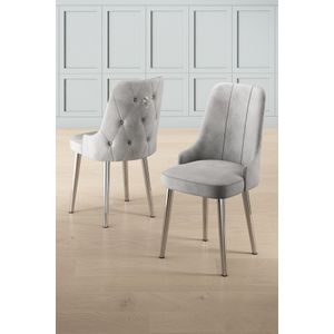 Newa - Sivi, Chrome Sivi Set Stolica (6 Komada)