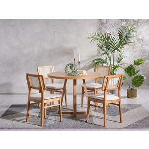 Puffy - Natural Natural Dining Table & Chairs Set (4 Pieces)