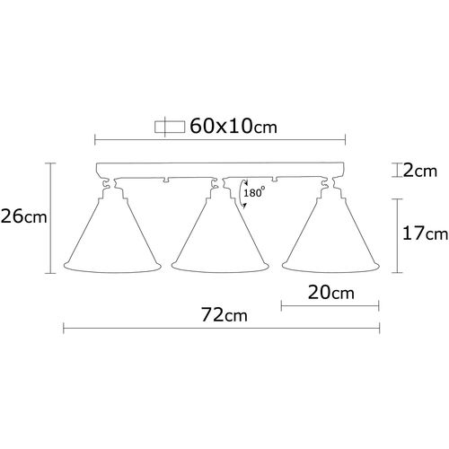 Opviq Visilica BERCESTE TRIO, crna, metal, promjer 72 cm, visina 26 cm, E27 40 W, Berceste - N-677 slika 3