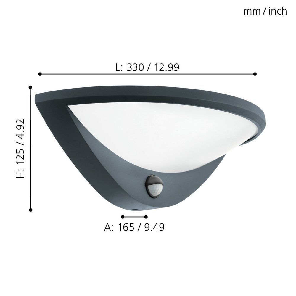 Eglo Belcreda Vanjska Zidna Lampa sa LED Osvjetljenjem, 9,3W, 1050lm, 3000K, Lijevani Aluminij/Crna slika 5