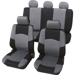 Petex 24274918 Classic navlaka za sjedalo 17-dijelni poliester crna, siva vozačevo sjedalo, sjedalo suvozača, stražnje sjedalo