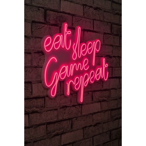 Wallity Ukrasna plastična LED rasvjeta, eat sleep game repeat - pink slika 1