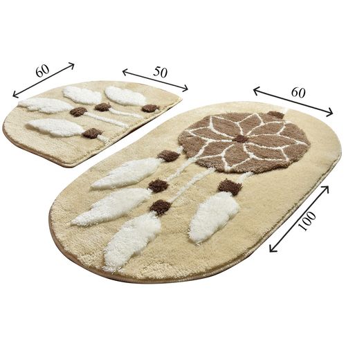 Rüya - Brown Multicolor Acrylic Bathmat Set (2 Pieces) slika 3