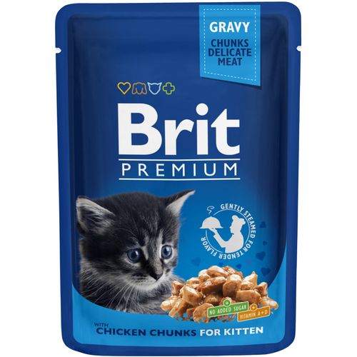 Brit Premium Cat Kitten s komadićima piletine u umaku, 100 g slika 1