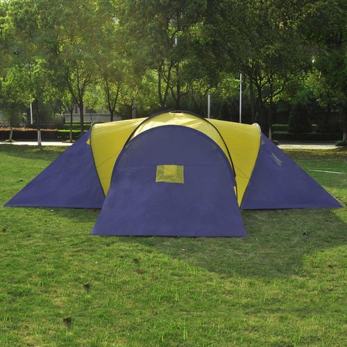 Šator za kampiranje od tkanine za 9 osoba plavo-žuti slika 6