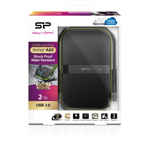 Silicon Power SP020TBPHDA60S3K Portable HDD 2TB, Armor A60, USB 3.2 Gen.1, Black slika 4