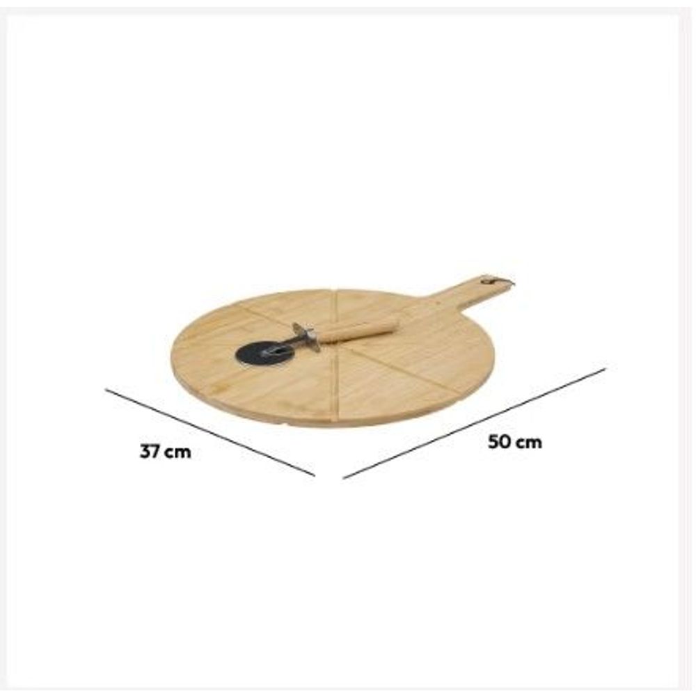 FIVE PIZZA SET REZAČ + OKRUGLA DASKA 37cm BAMBUS slika 2