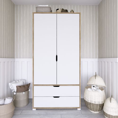 90 Cm 1600-015 Light Walnut
White Wardrobe slika 1