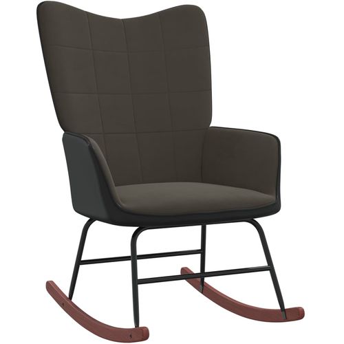 Stolica za ljuljanje s osloncem za noge tamnosiva baršun/PVC slika 7