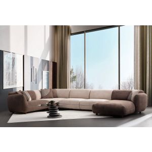 Ugaona sofa Pavia Corner 7 (L1,5+Cx+O1+O1+Chlr) - boje: krem smeđa