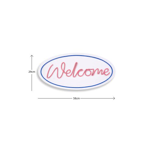 Wallity Ukrasna plastična LED rasvjeta, Welcome - Blue, Pink slika 5