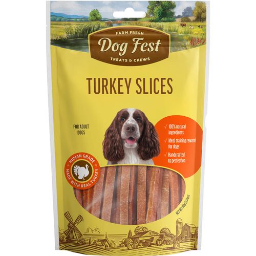 Dog Fest Turkey Slices, poslastica za pse, trakice od puretine, 90 g slika 1