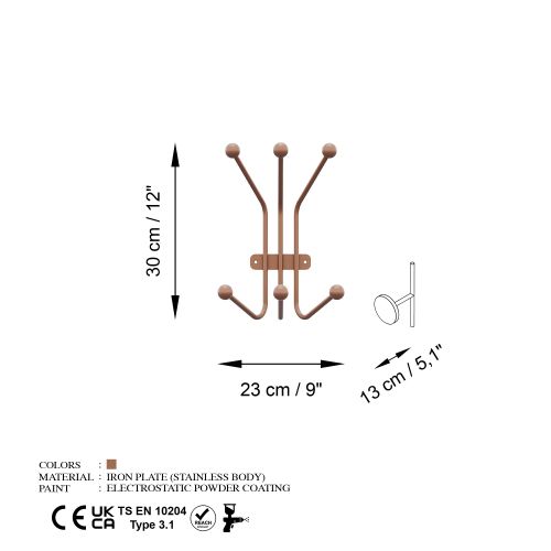 Wallity Metalna zidna vješalica Ant-C slika 6