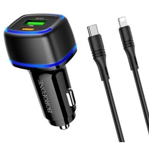 BOROFONE AUTO PUNJAČ BZ14A MERCURY - USB + TYPE C - QC 3.0 PD 20W 3A SA TYPE C NA LIGHTNING KABEL CRNI slika 6