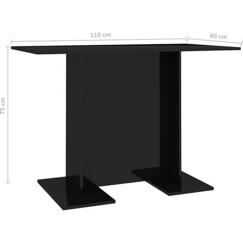 Blagovaonski stol visoki sjaj crni 110 x 60 x 75 cm od iverice slika 12