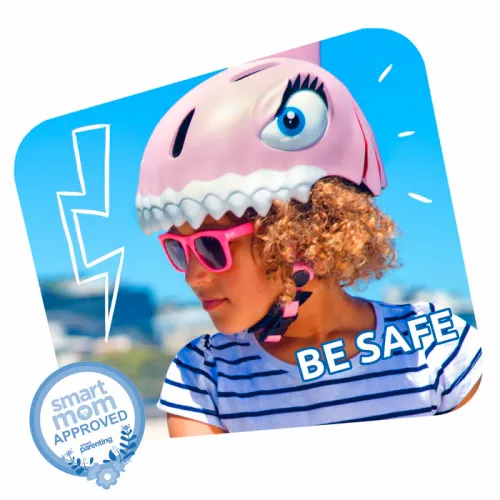 CrazySafety 3D dječja kaciga Shark Pink - s LED svjetlom slika 4