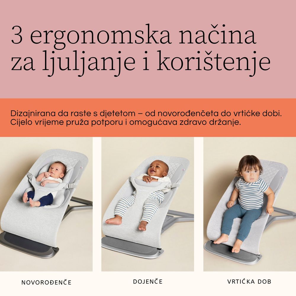 Ergobaby ležaljka Evolve 3u1 Mesh - Sage Green + POKLON luk s igračkama  slika 6
