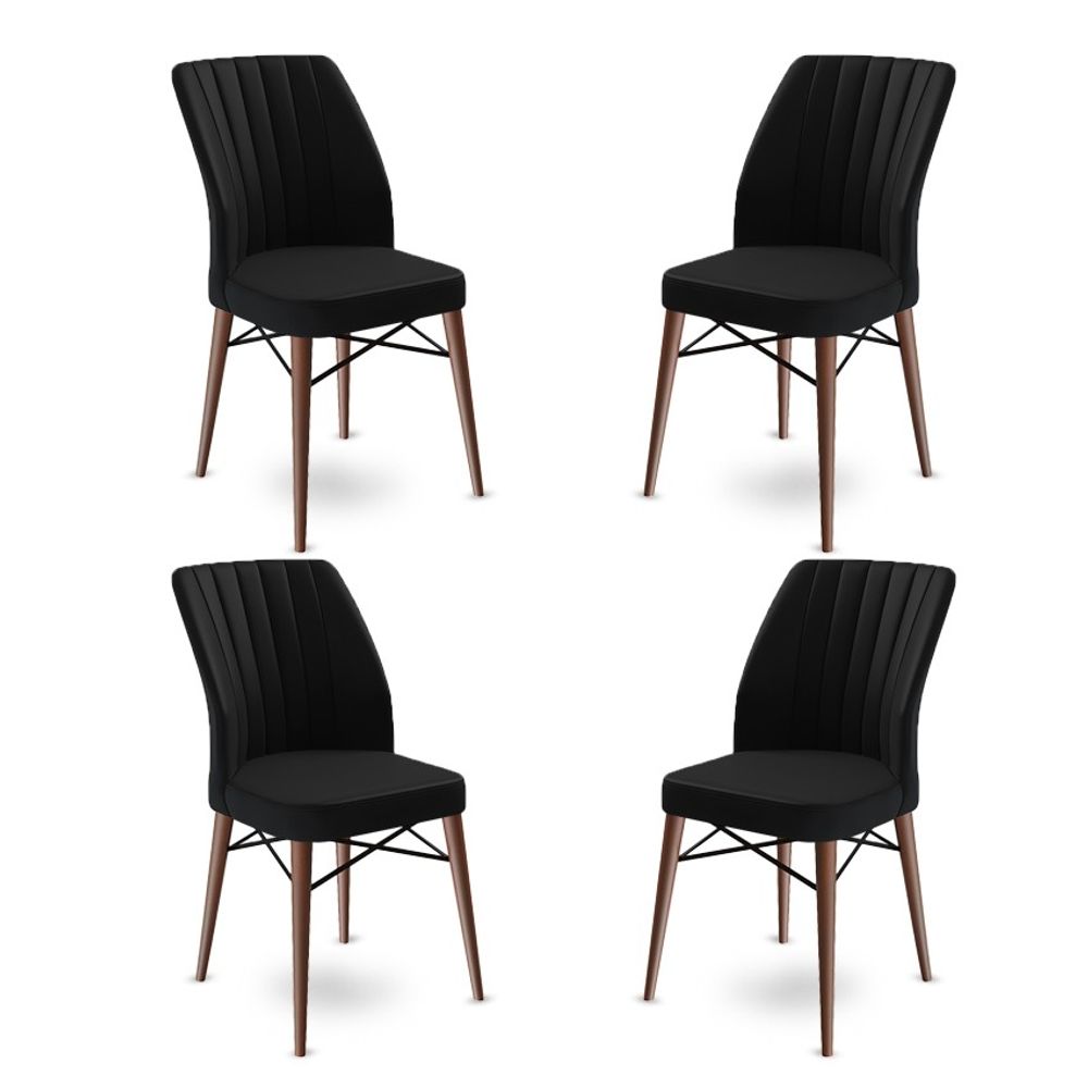Flex - Crna, Smeđa Crna Smeđa Stolica Set (4 Komada) slika 1