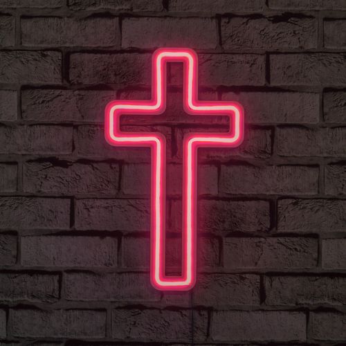 Wallity Ukrasna plastična LED rasvjeta, Cross Sign - Pink slika 8