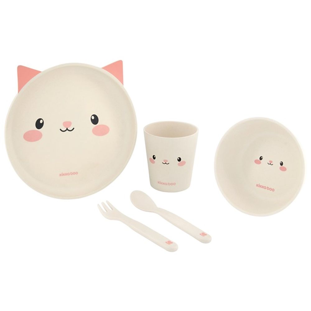 Kikka Boo Set za jelo Bambus, Cat Pink slika 1