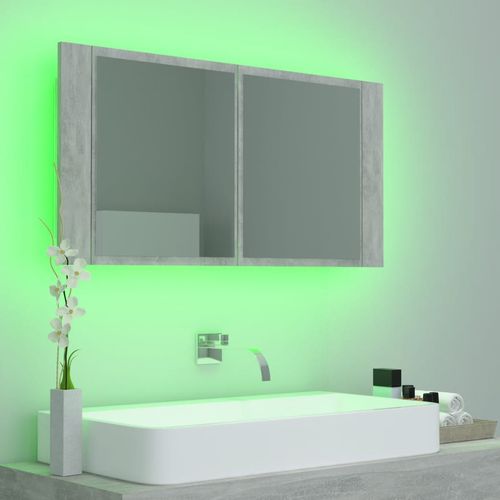 LED kupaonski ormarić s ogledalom siva boja betona 90x12x45 cm slika 13