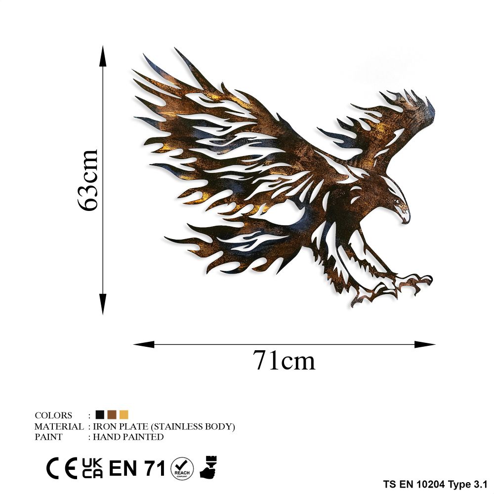 Eagle 3 Višebojni Ukrasni Metalni Zidni Dodatak slika 7