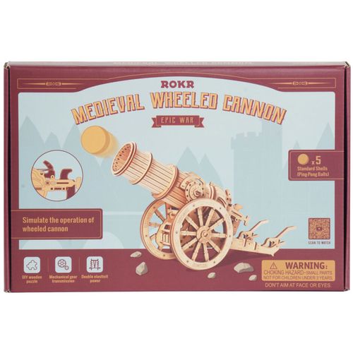 Robotime Medieval wheeled cannon maketa slika 3