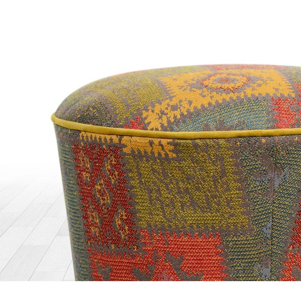 Pouffe Multicolor v2 - Šareni Otoman s Drvenim Nogama slika 3