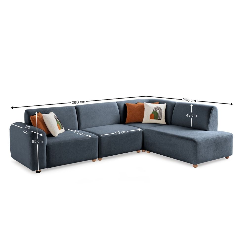 Ugaona Sofa S-Loft Right - Plava slika 13