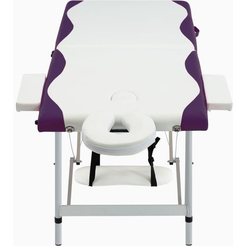 Sklopivi masažni stol s 2 zone aluminijski bijelo-ljubičasti slika 25