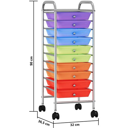 Pokretna kolica za pohranu s 10 ladica raznobojna plastična slika 32