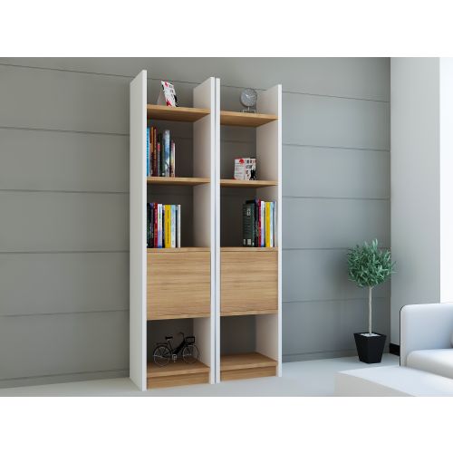 Woody Fashion Polica za knjige, Esbi 102 - White, Teak slika 2