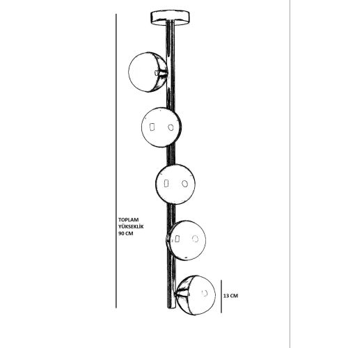 Lucas 5 Li Siyah Burgulu Mat Krom Ledli Avize Chrome Chandelier slika 3