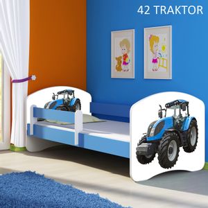 Dječji krevet ACMA s motivom, bočna plava 140x70 cm - 42 Traktor