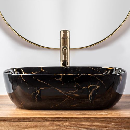 REA Nadgradni umivaonik Belinda Black Marble shiny slika 2