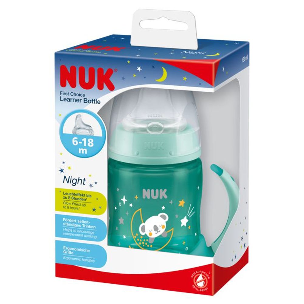 NUK Prelazna flašica koja svijetli u mraku First Choice 6-18mj 150ml, Zelena slika 3