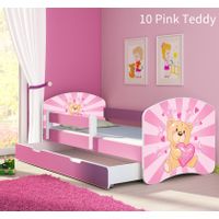 Dječji krevet ACMA s motivom, bočna roza + ladica 140x70 cm 10-pink-teddy-bear