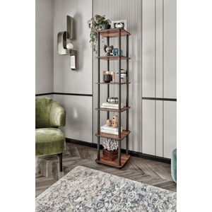  Bookshelf Bookcase 6 Tiers Square, colour Walnut
