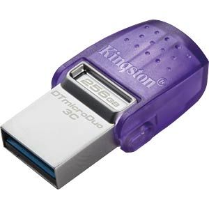 Kingston DTDUO3CG3/256GB 256GB USB Flash Drive, 2-in-1 USB 3.2 Gen.1 Type-C & Type-A, DataTraveler microDuo 3C, Read up to  200MB/s
